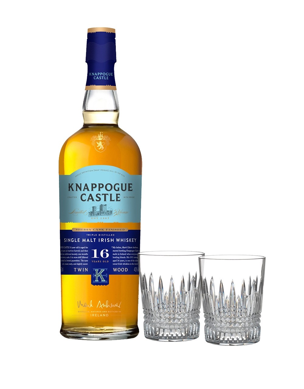 Knappogue Castle Single Malt 16 Year Old with Waterford